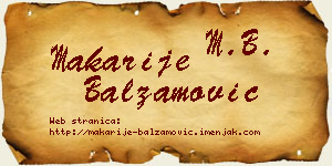 Makarije Balzamović vizit kartica